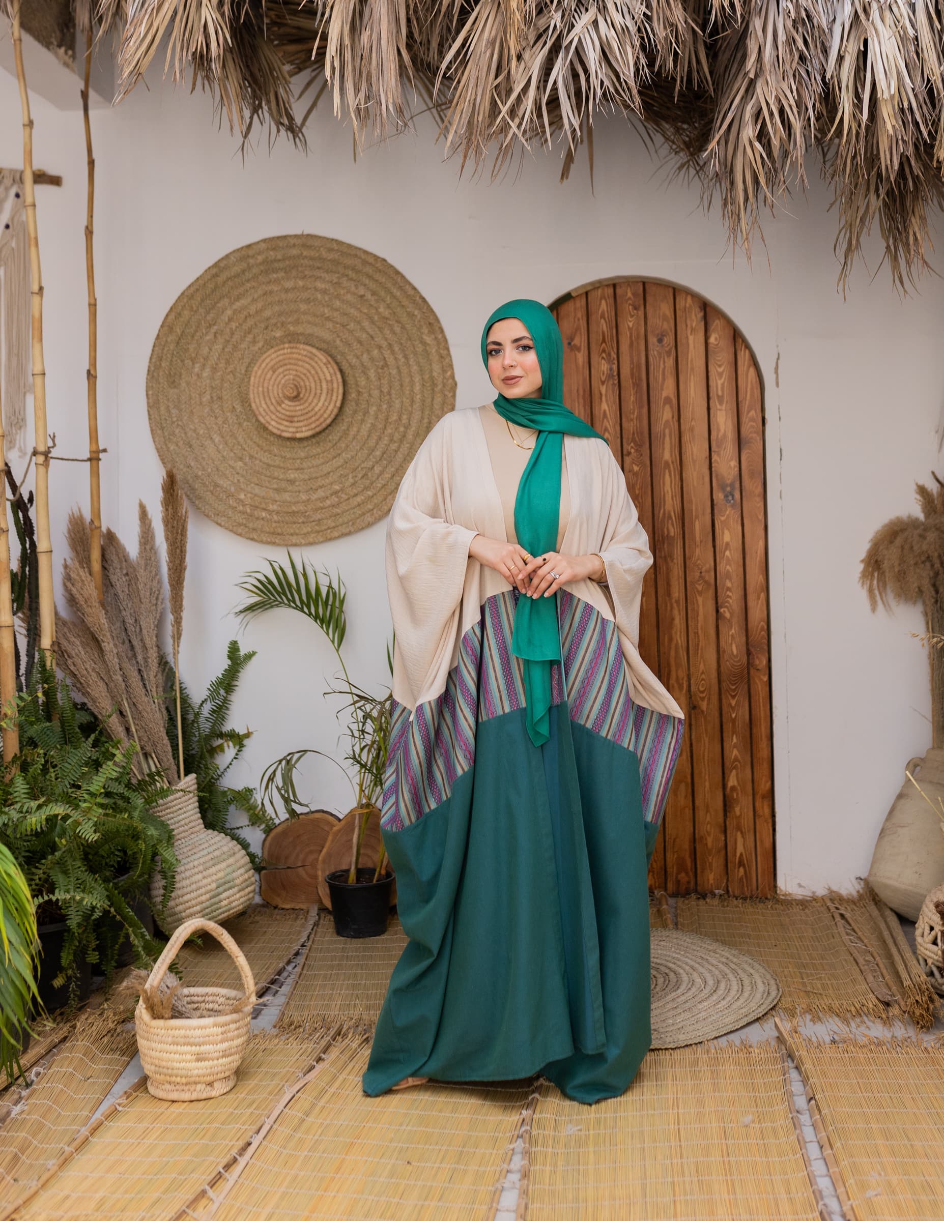 Green linen kimono