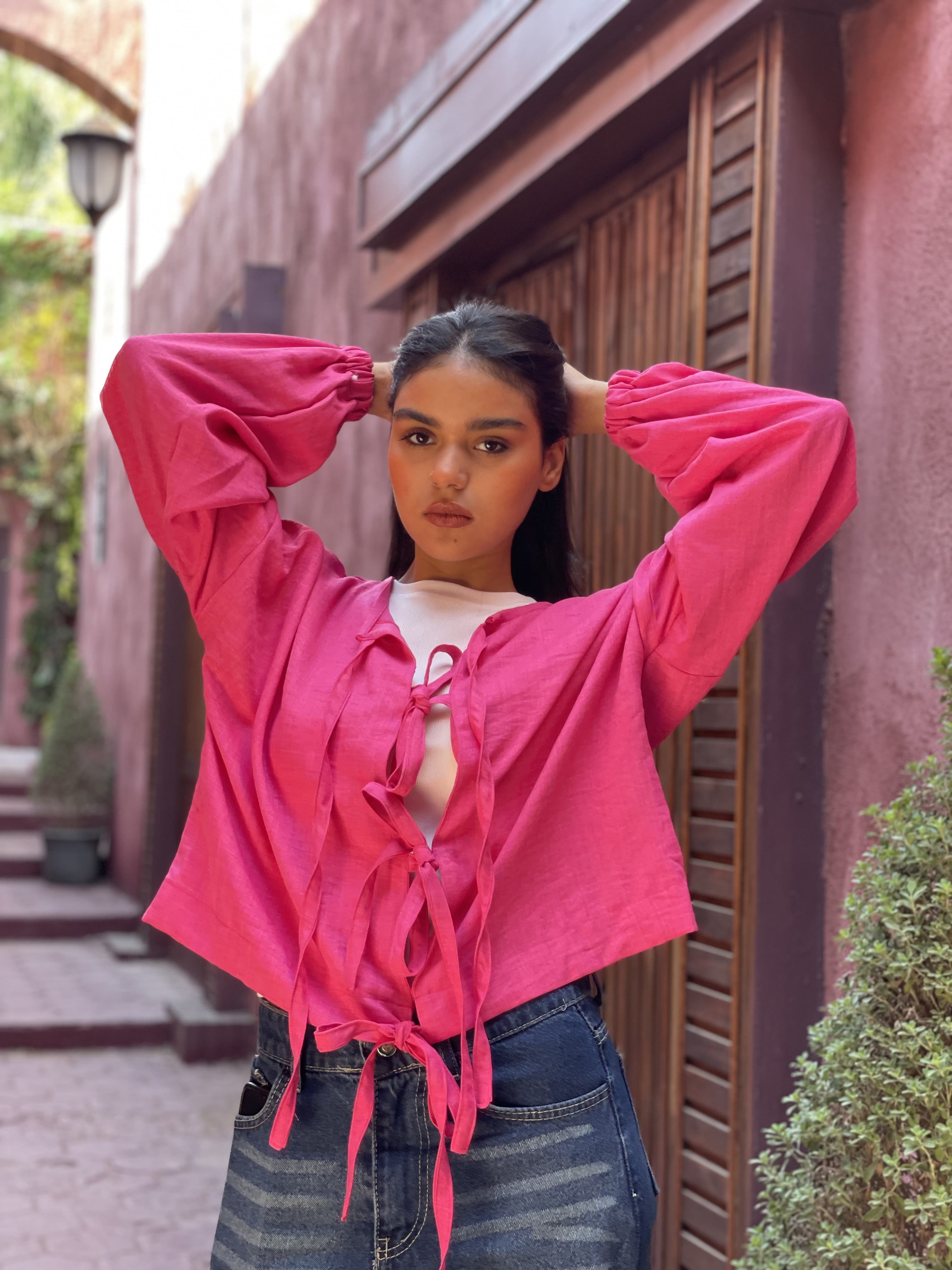 Linen fuschia blouse