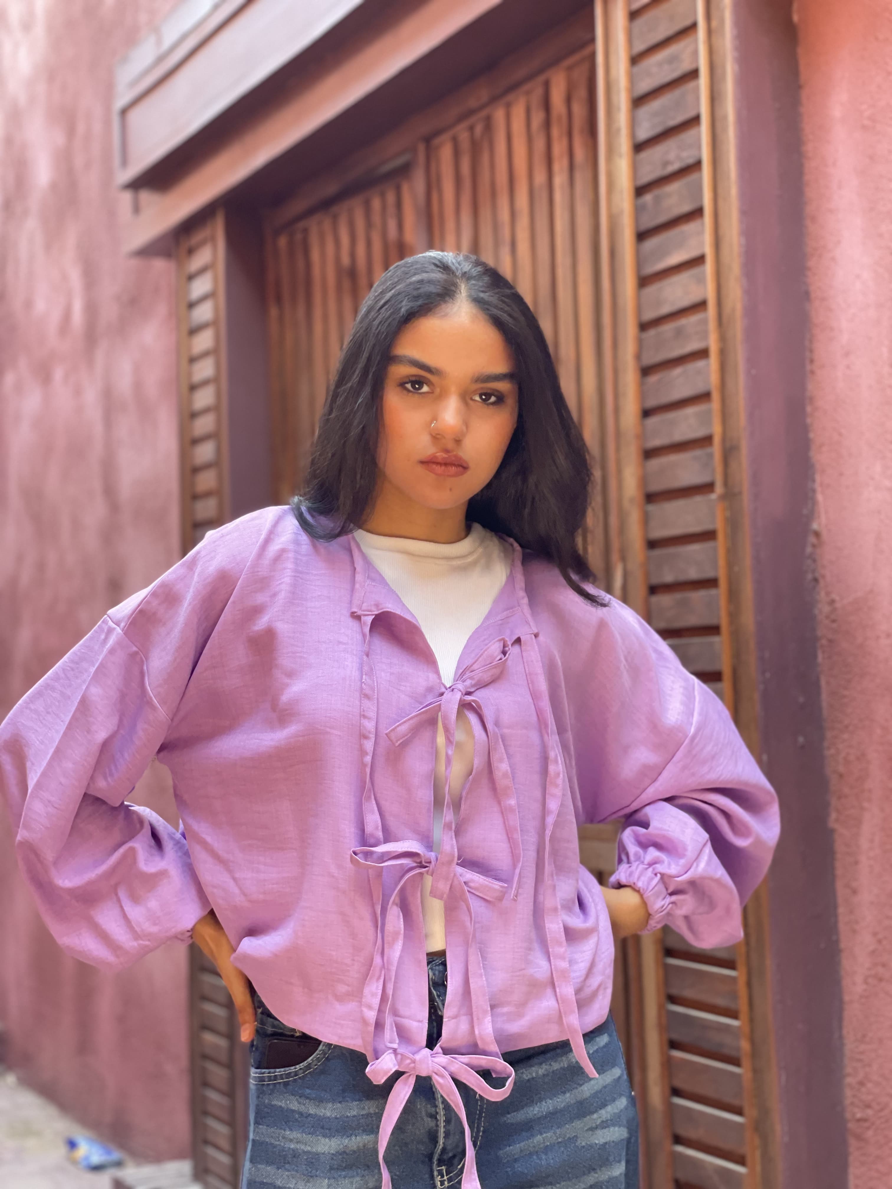 Linen violet blouse