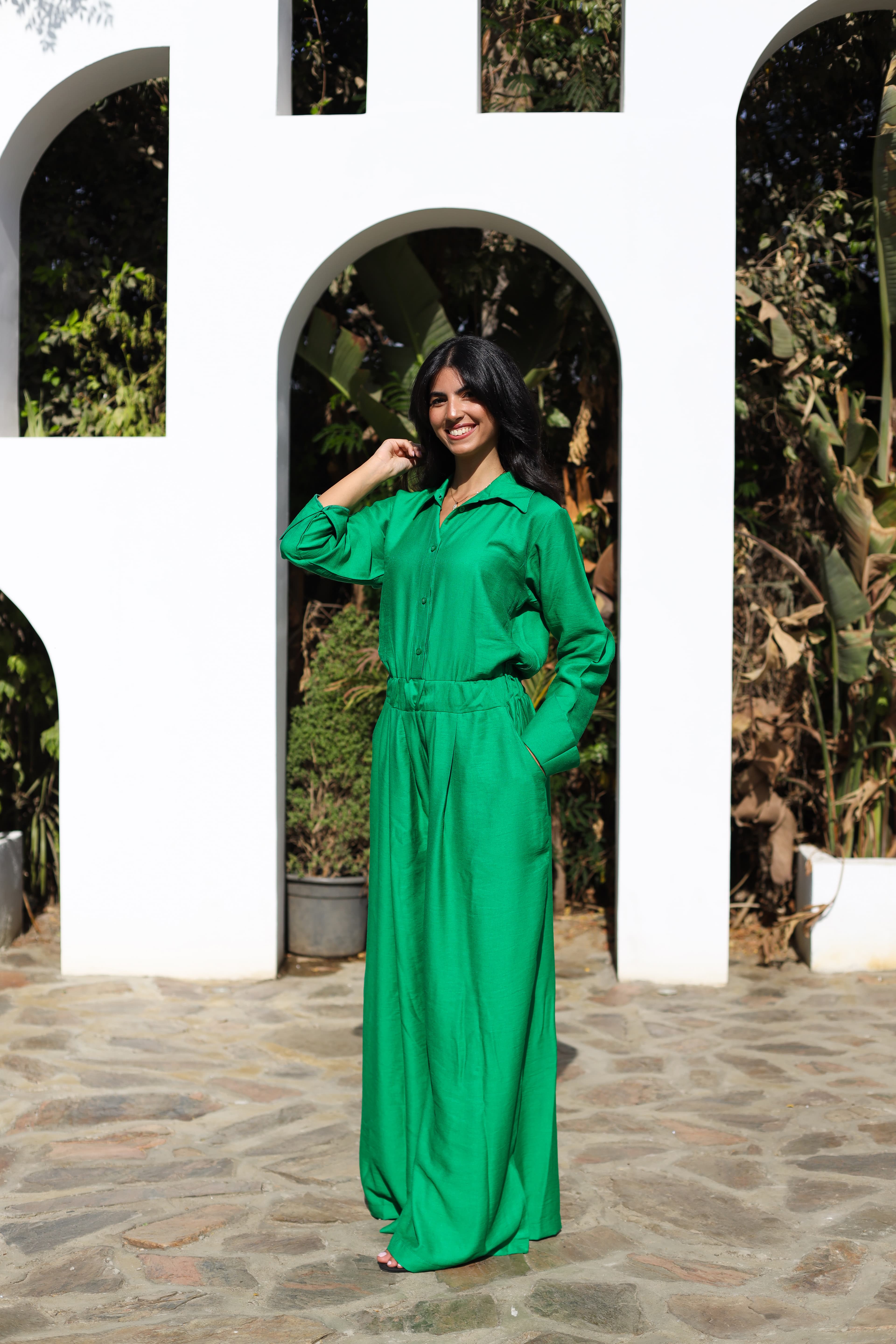 Green jumpsuit