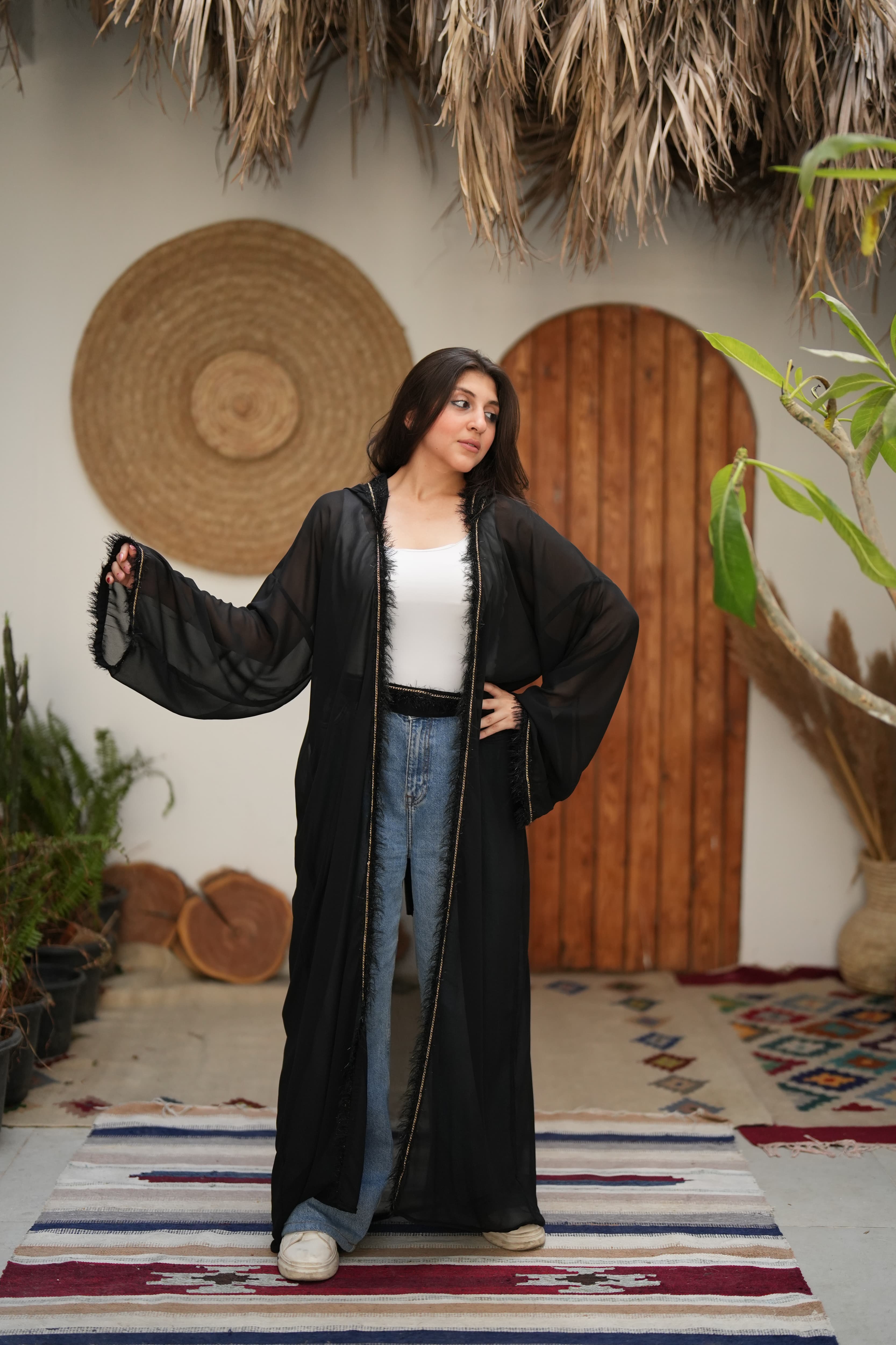 Moroccan black kimono